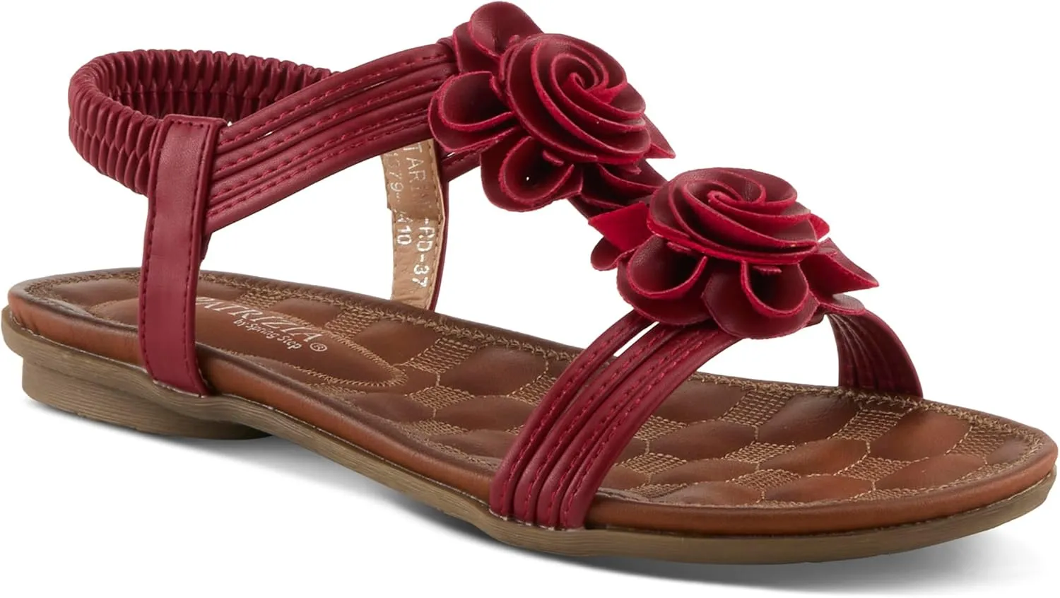 PATRIZIA Spring Step Nectarine Sandals for Womens - Ladies Sandals with Chic Flower Grabbing t-Straps - Casuals Womens Sandals with Stretch Back Strap