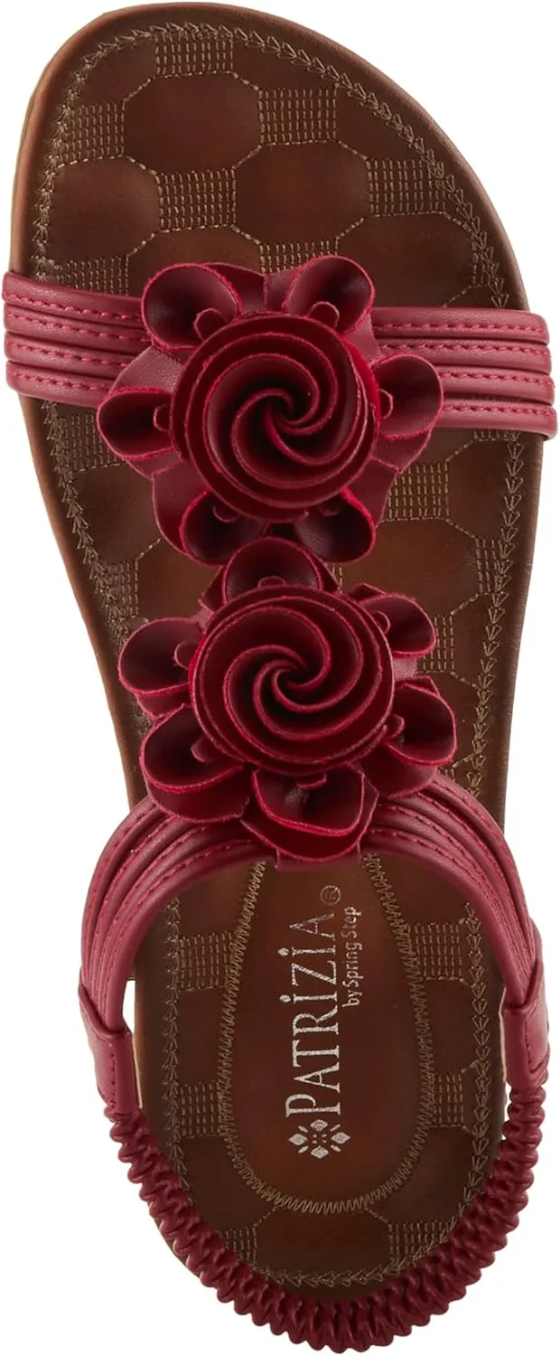 PATRIZIA Spring Step Nectarine Sandals for Womens - Ladies Sandals with Chic Flower Grabbing t-Straps - Casuals Womens Sandals with Stretch Back Strap