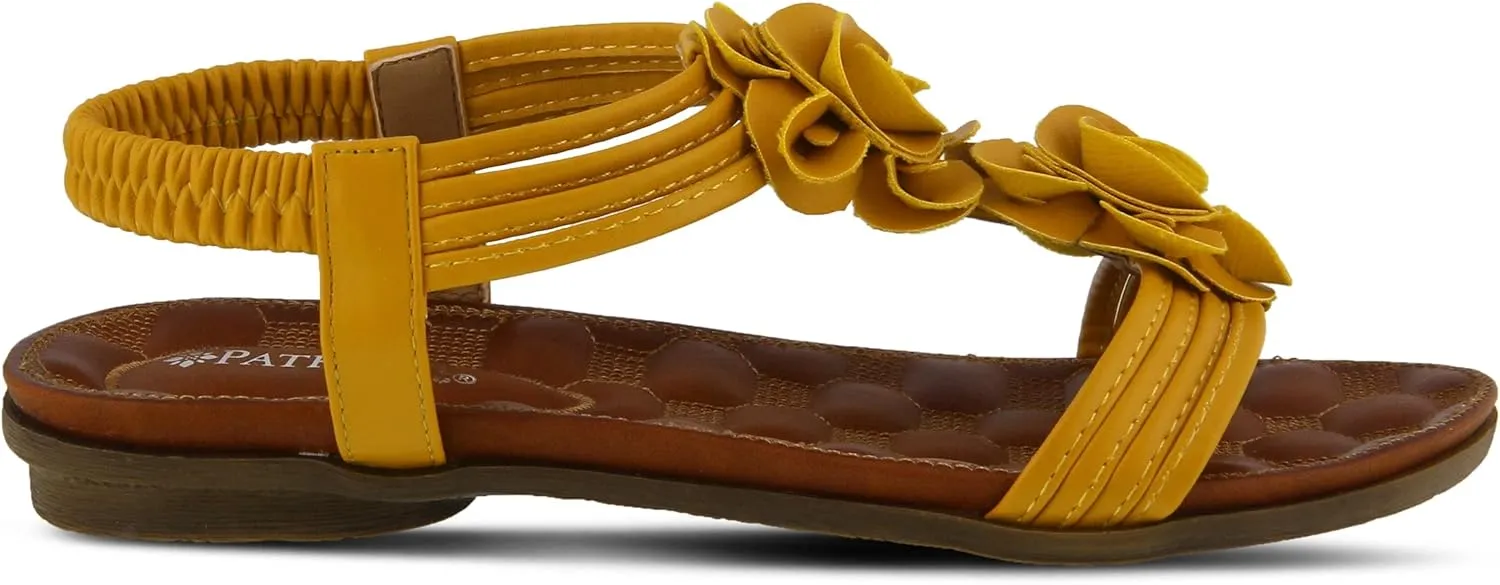 PATRIZIA Spring Step Nectarine Sandals for Womens - Ladies Sandals with Chic Flower Grabbing t-Straps - Casuals Womens Sandals with Stretch Back Strap