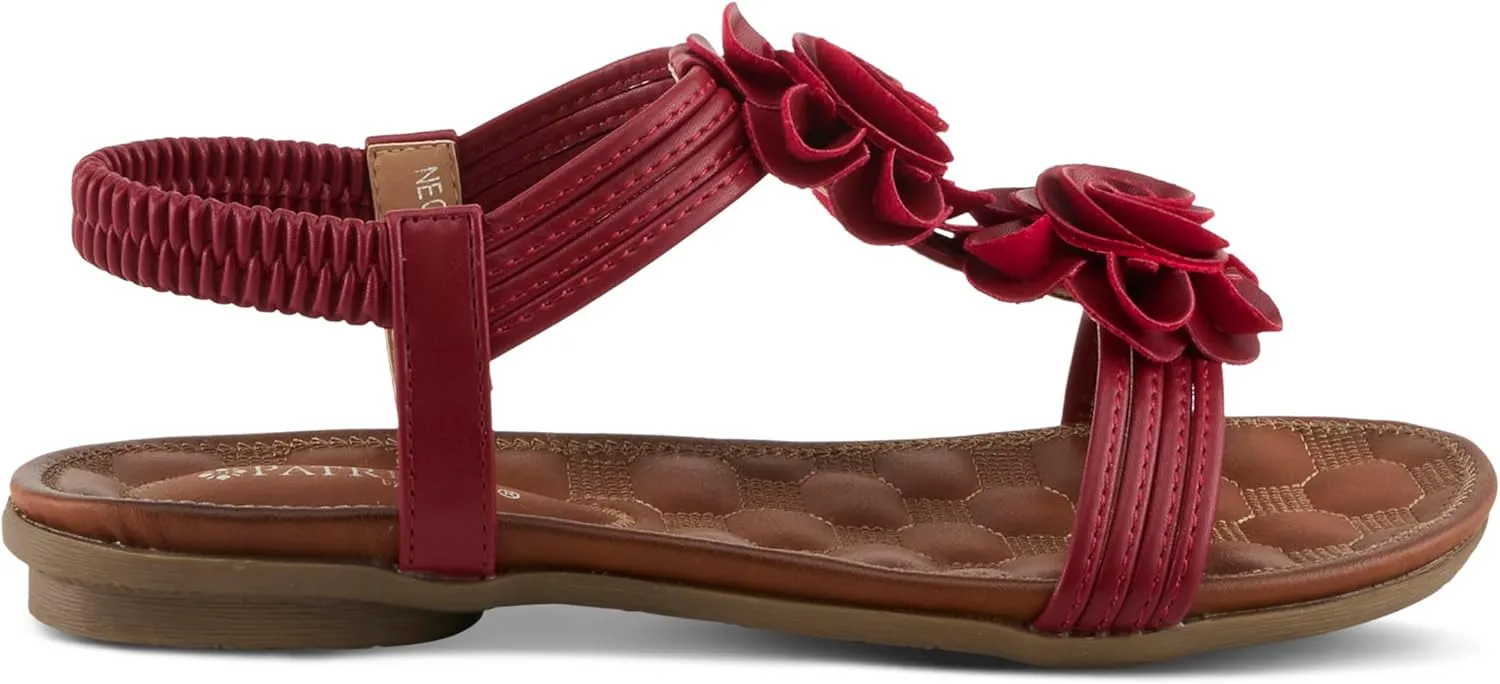 PATRIZIA Spring Step Nectarine Sandals for Womens - Ladies Sandals with Chic Flower Grabbing t-Straps - Casuals Womens Sandals with Stretch Back Strap