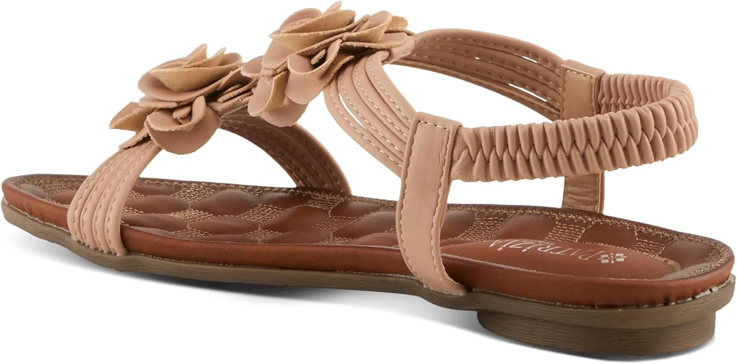 PATRIZIA Spring Step Nectarine Sandals for Womens - Ladies Sandals with Chic Flower Grabbing t-Straps - Casuals Womens Sandals with Stretch Back Strap