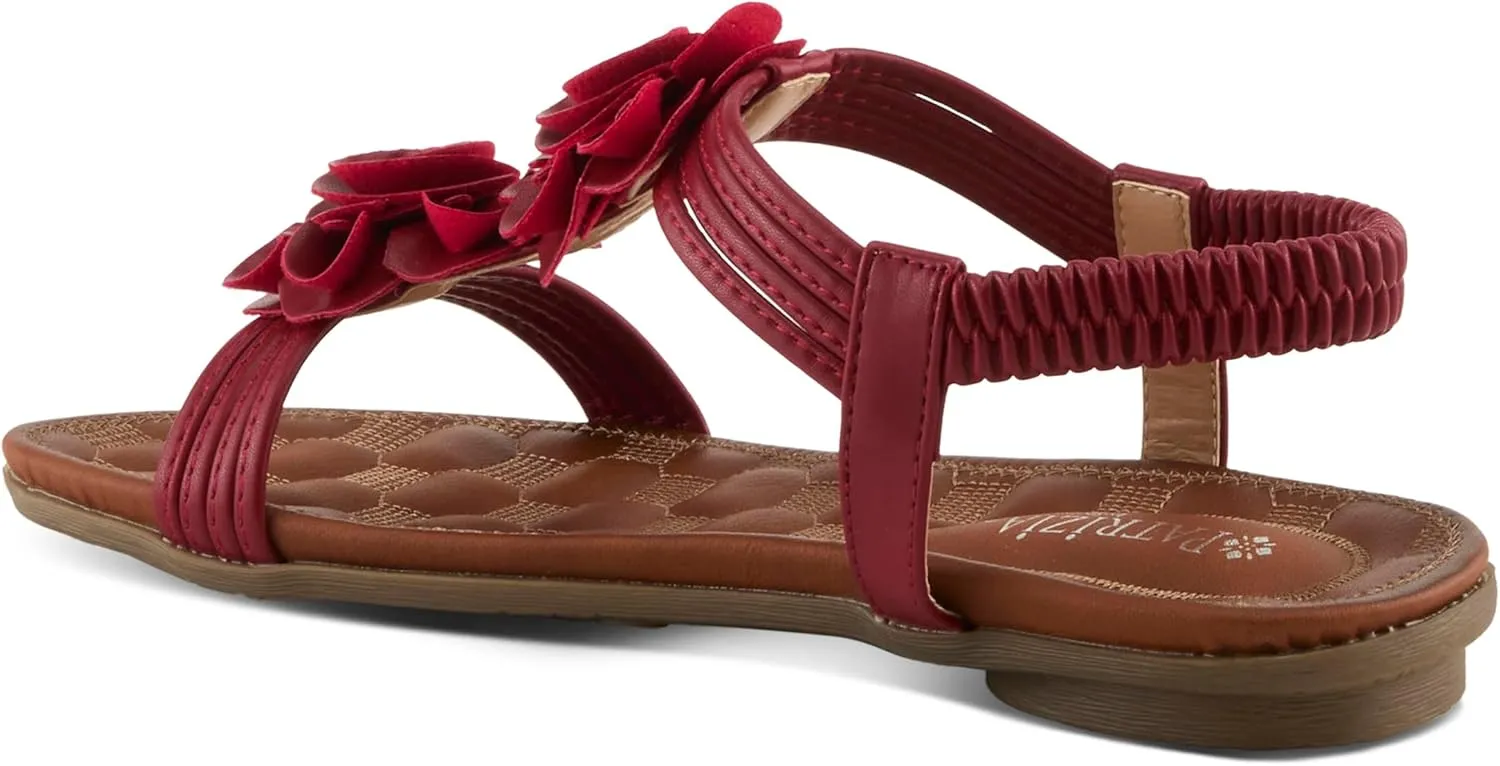 PATRIZIA Spring Step Nectarine Sandals for Womens - Ladies Sandals with Chic Flower Grabbing t-Straps - Casuals Womens Sandals with Stretch Back Strap