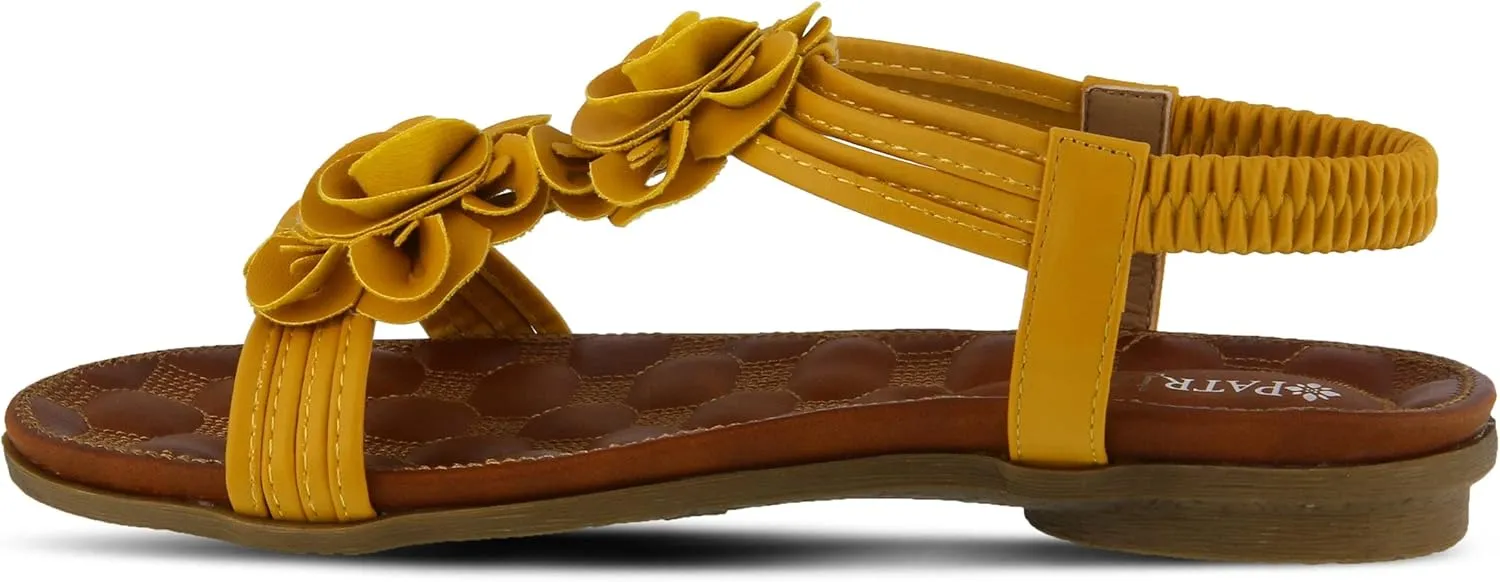 PATRIZIA Spring Step Nectarine Sandals for Womens - Ladies Sandals with Chic Flower Grabbing t-Straps - Casuals Womens Sandals with Stretch Back Strap