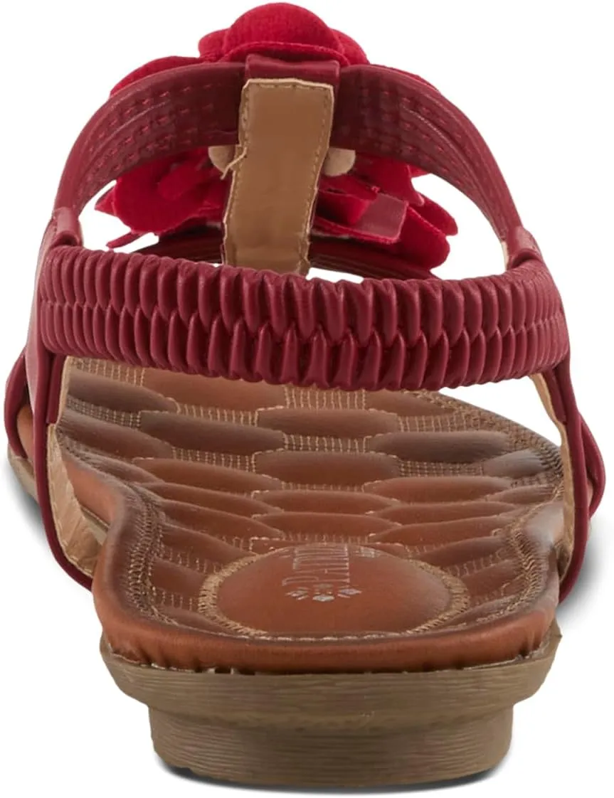 PATRIZIA Spring Step Nectarine Sandals for Womens - Ladies Sandals with Chic Flower Grabbing t-Straps - Casuals Womens Sandals with Stretch Back Strap