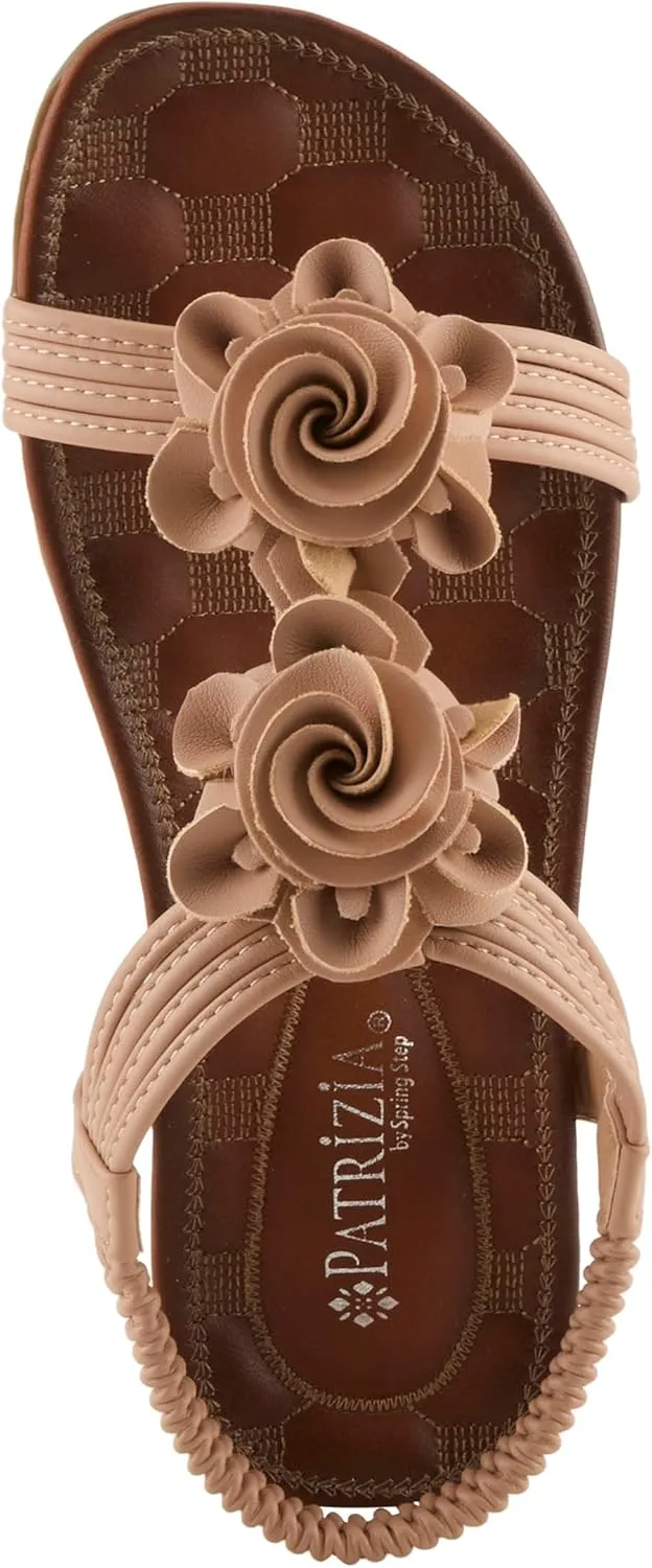 PATRIZIA Spring Step Nectarine Sandals for Womens - Ladies Sandals with Chic Flower Grabbing t-Straps - Casuals Womens Sandals with Stretch Back Strap