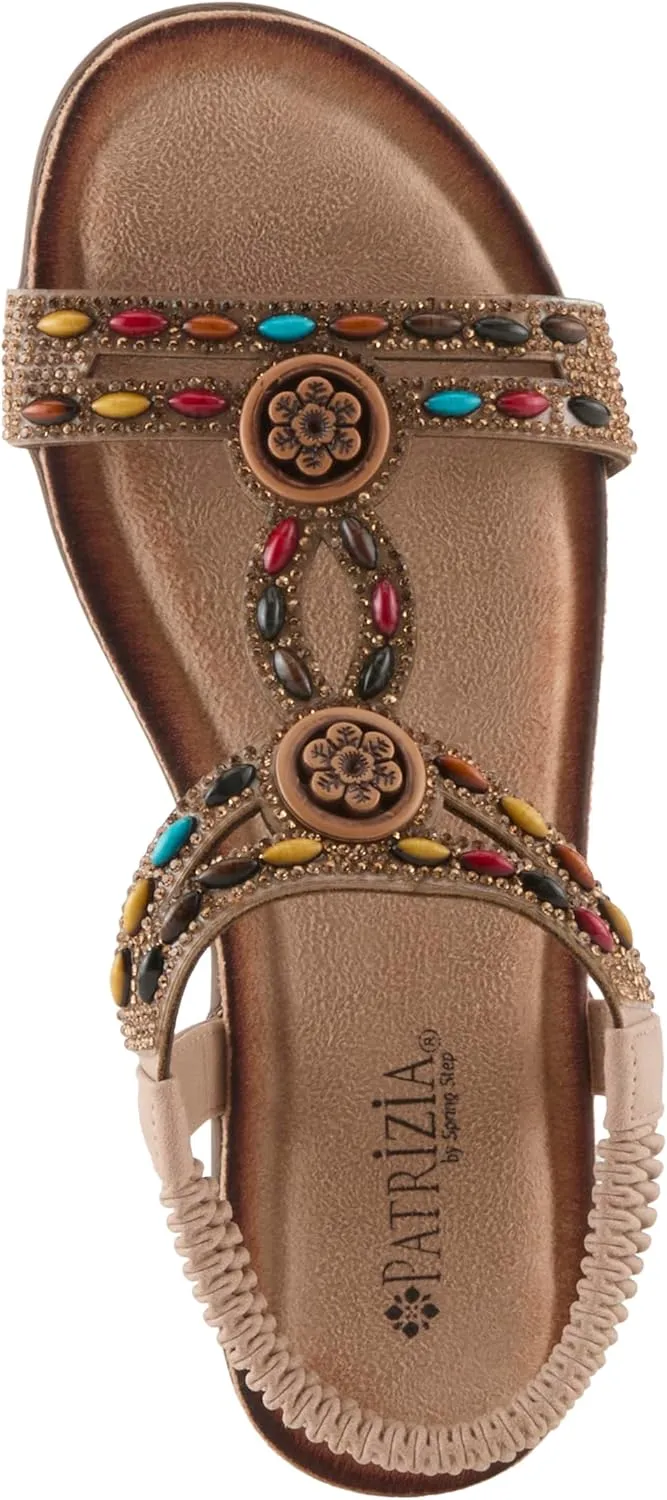 PATRIZIA Women's PONYO Slip-On Sandals - Beaded and Crystal Embellishments, Faux Suede Padded Footbed, Chic Summer Design
