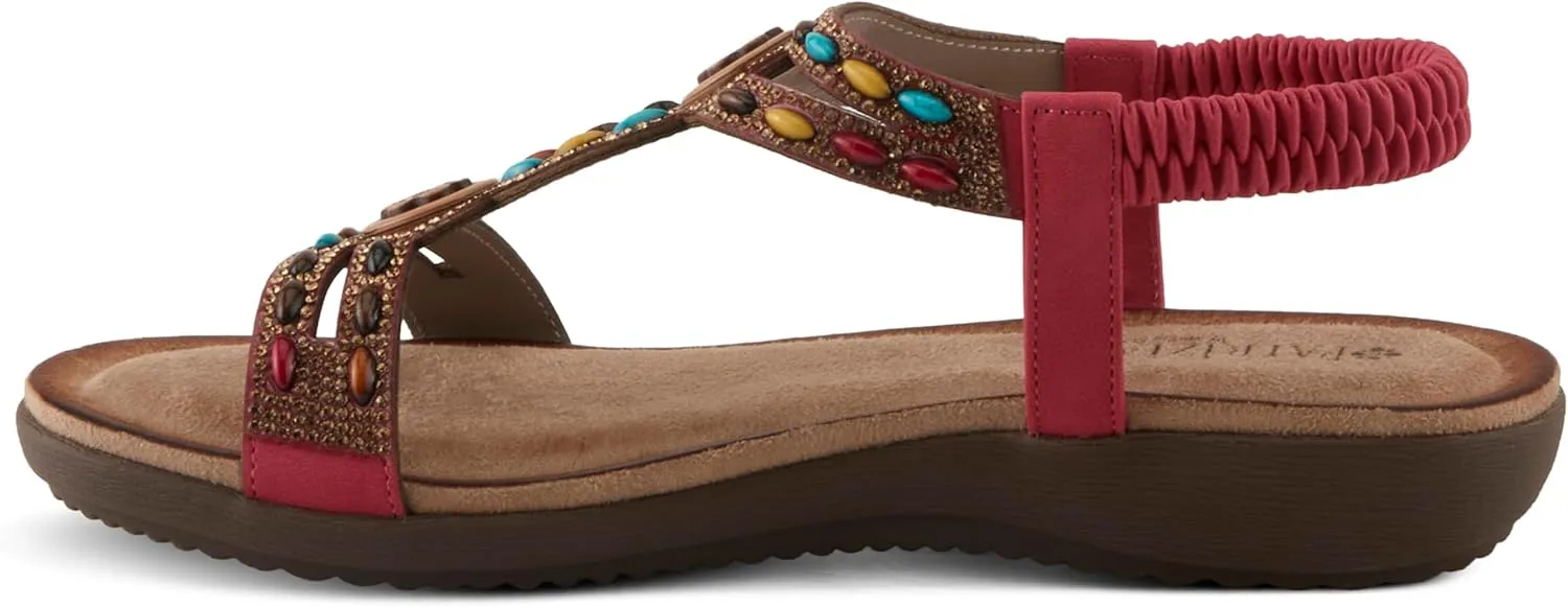 PATRIZIA Women's PONYO Slip-On Sandals - Beaded and Crystal Embellishments, Faux Suede Padded Footbed, Chic Summer Design