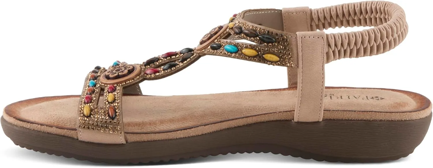 PATRIZIA Women's PONYO Slip-On Sandals - Beaded and Crystal Embellishments, Faux Suede Padded Footbed, Chic Summer Design