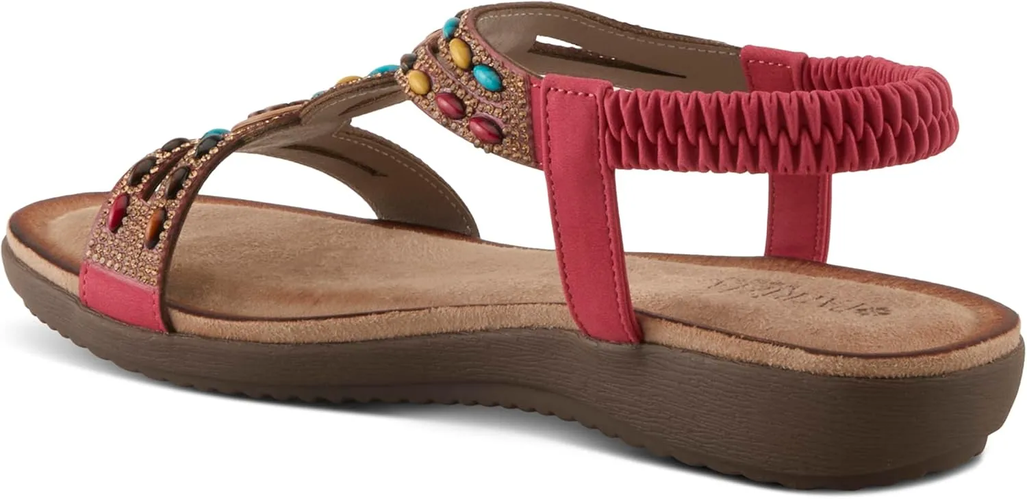 PATRIZIA Women's PONYO Slip-On Sandals - Beaded and Crystal Embellishments, Faux Suede Padded Footbed, Chic Summer Design