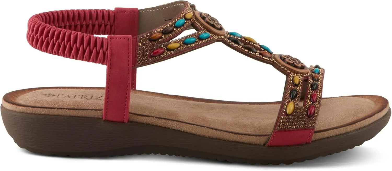 PATRIZIA Women's PONYO Slip-On Sandals - Beaded and Crystal Embellishments, Faux Suede Padded Footbed, Chic Summer Design