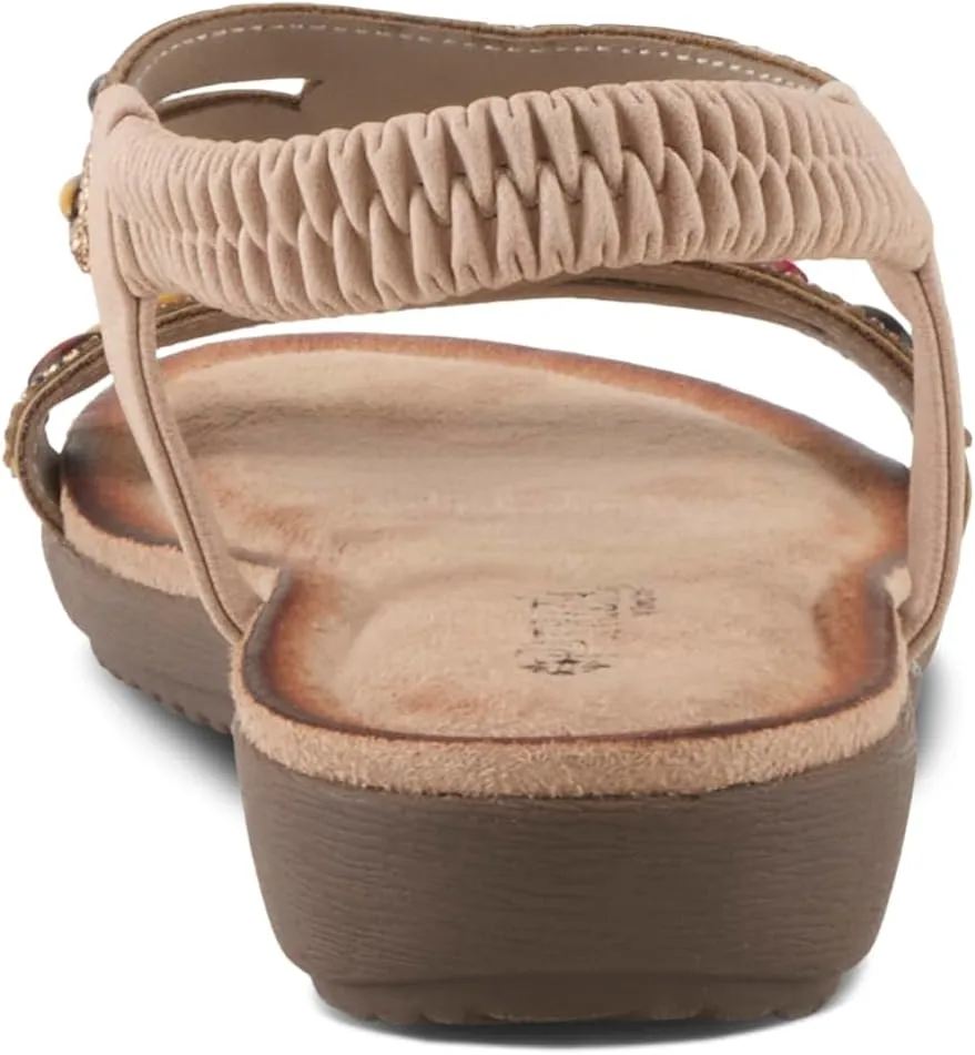 PATRIZIA Women's PONYO Slip-On Sandals - Beaded and Crystal Embellishments, Faux Suede Padded Footbed, Chic Summer Design