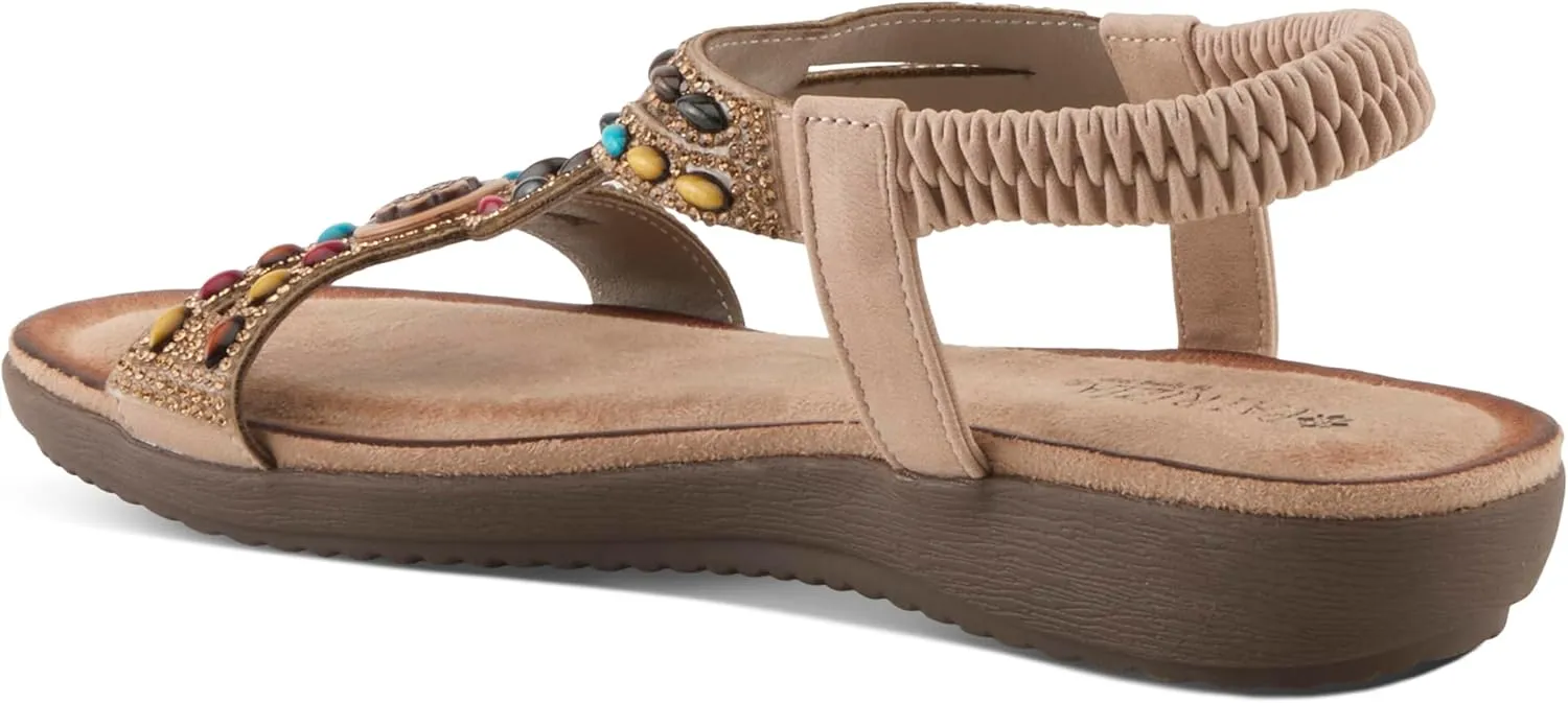 PATRIZIA Women's PONYO Slip-On Sandals - Beaded and Crystal Embellishments, Faux Suede Padded Footbed, Chic Summer Design