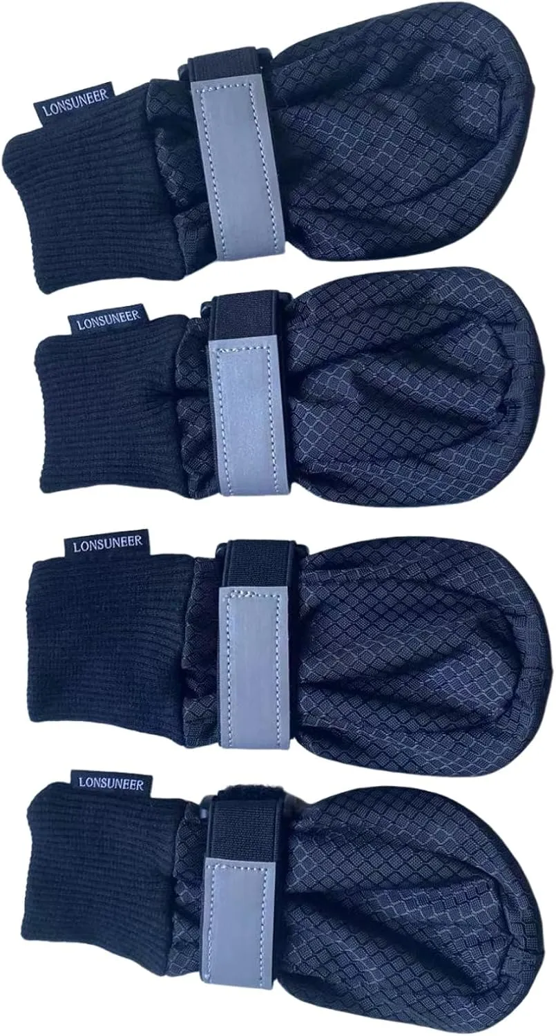 Paw Protector Dog Boots Soft Sole Nonslip and Reflective Set of 4 Color Black Size Small