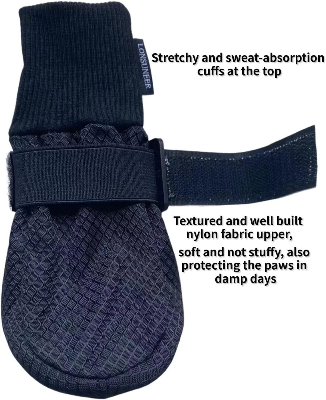 Paw Protector Dog Boots Soft Sole Nonslip and Reflective Set of 4 Color Black Size Small