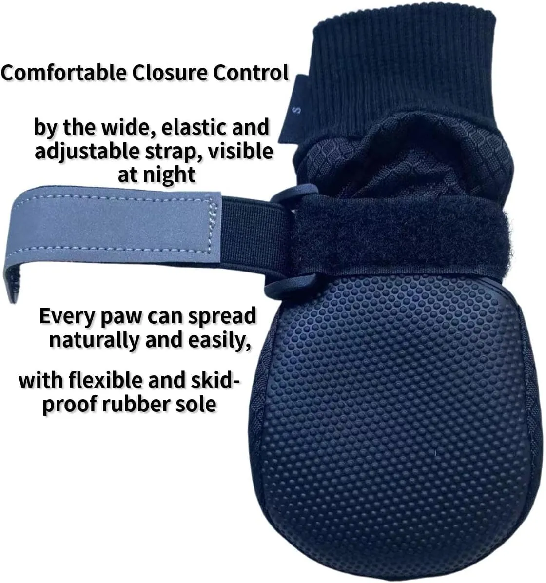 Paw Protector Dog Boots Soft Sole Nonslip and Reflective Set of 4 Color Black Size Small