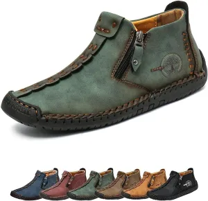 Phanile Men's Walking Shoes, Outdoor Comfy Arch Waterproof, Casual Handmade Work Boots Driving Loafers, Green, US 6