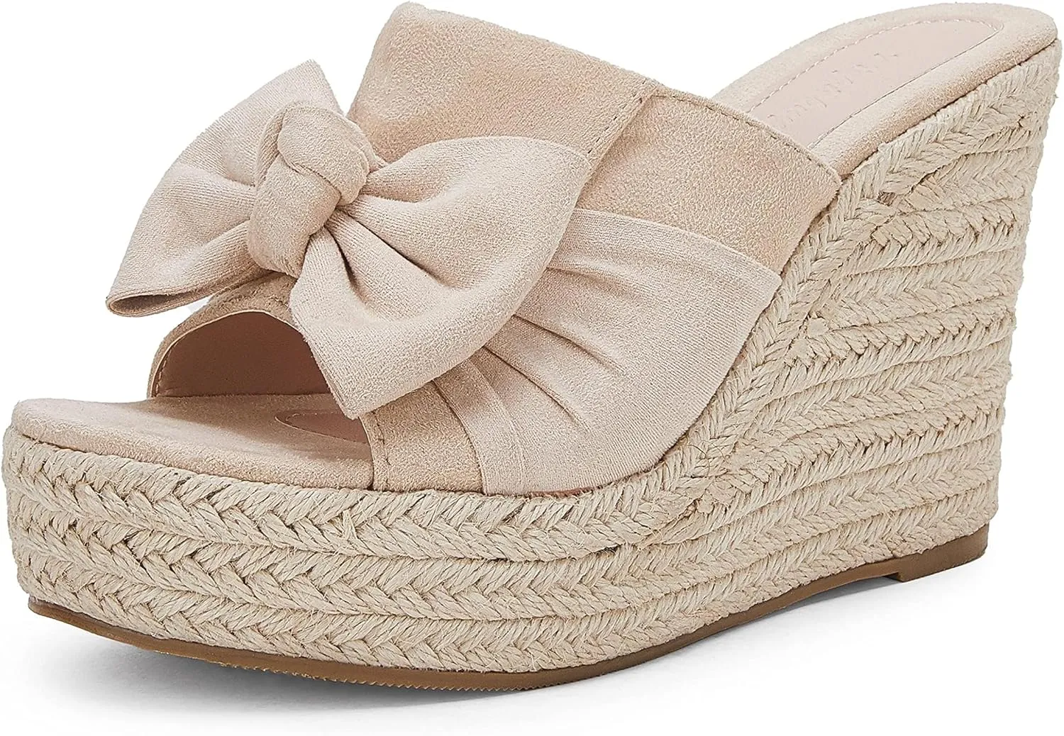 PiePieBuy Womens Platform Espadrilles Slip On Wedge Sandals Bow Tie Open Toe Slides Shoes