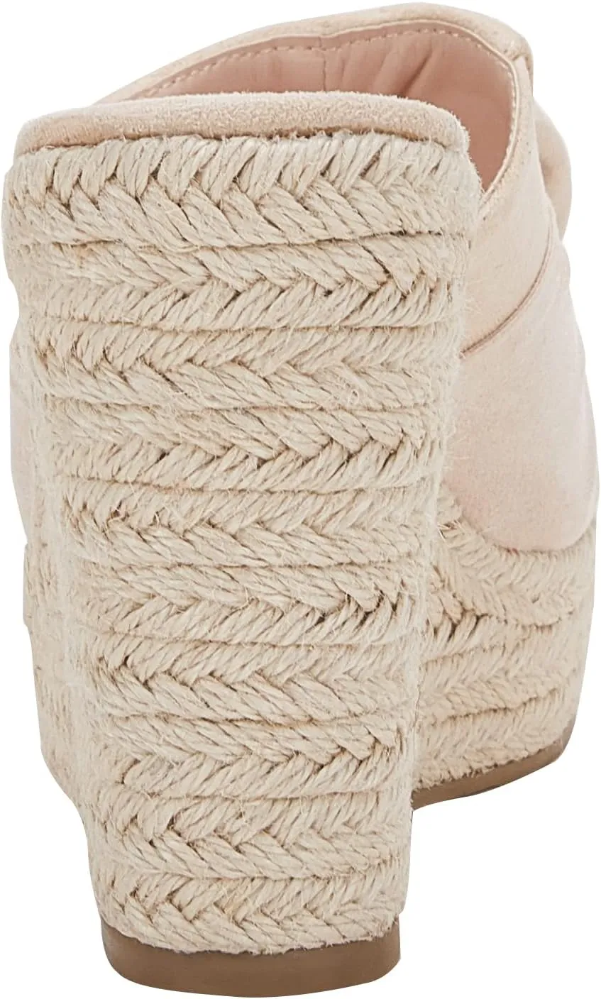PiePieBuy Womens Platform Espadrilles Slip On Wedge Sandals Bow Tie Open Toe Slides Shoes