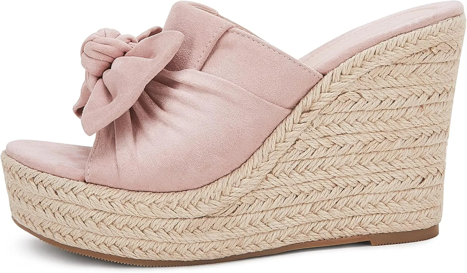 PiePieBuy Womens Platform Espadrilles Slip On Wedge Sandals Bow Tie Open Toe Slides Shoes