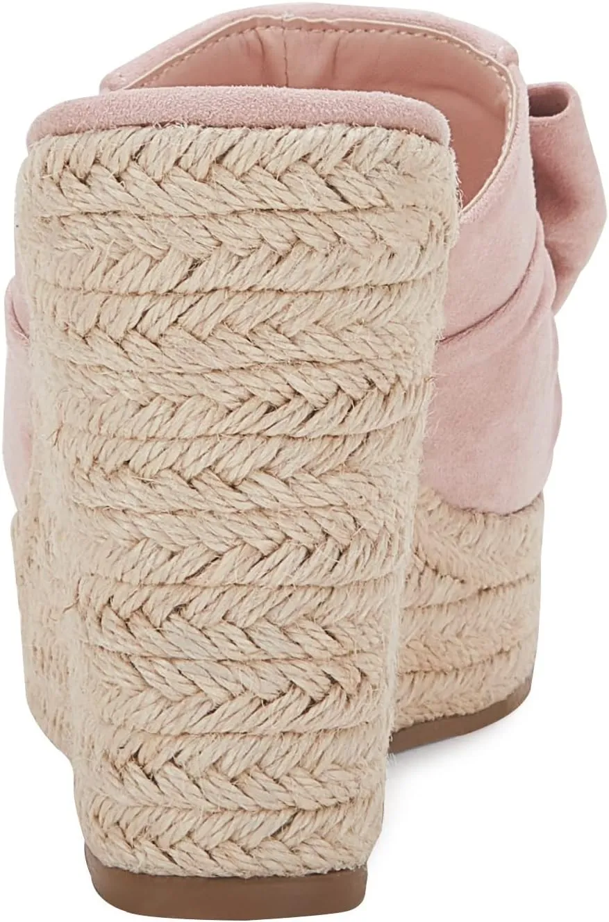 PiePieBuy Womens Platform Espadrilles Slip On Wedge Sandals Bow Tie Open Toe Slides Shoes