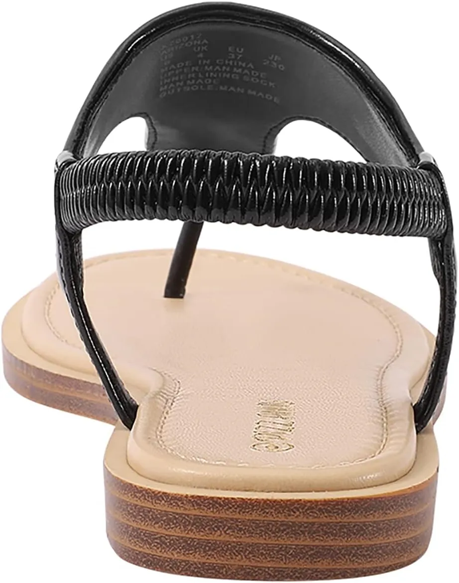 PIZZ ANNU Women's Flat Sandals Elastic Strappy Thong Ankle Strap Summer Dress Beach Gladiator Sandals with Slingback