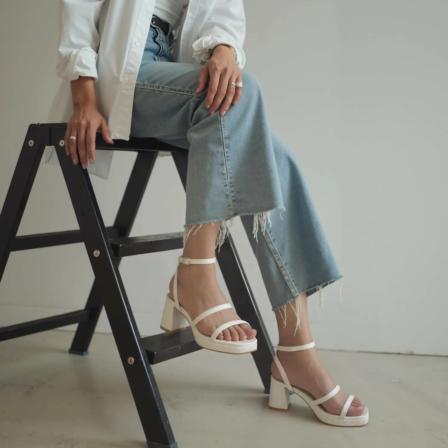 Platform Heels for Women Open Toe Chunky Heels Two Strap 7cm/2.76" Heeled Sandals