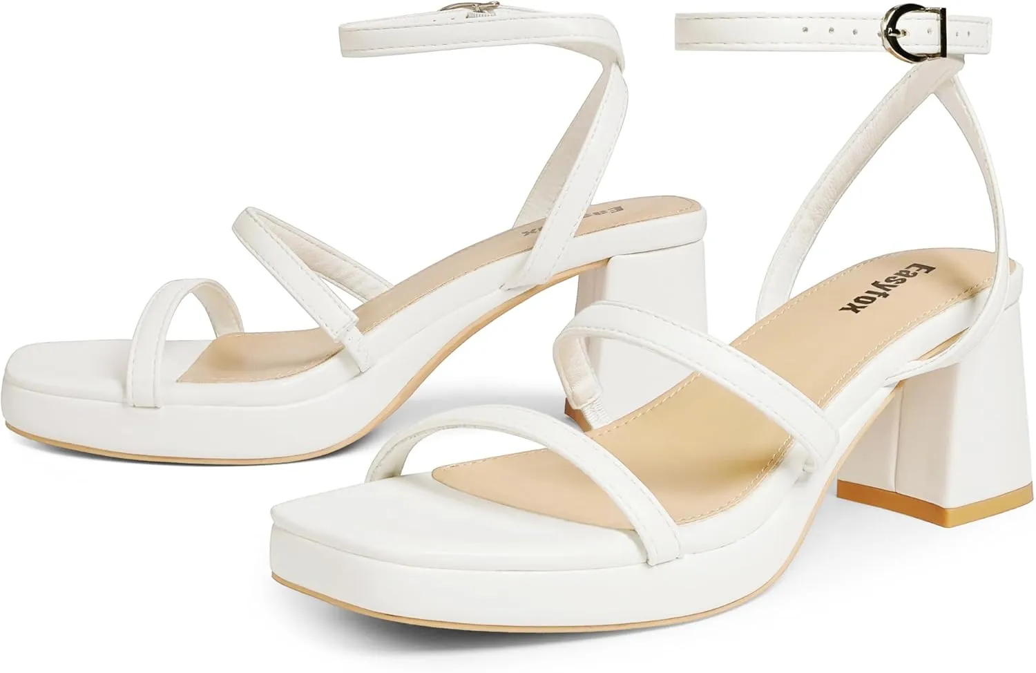Platform Heels for Women Open Toe Chunky Heels Two Strap 7cm/2.76" Heeled Sandals