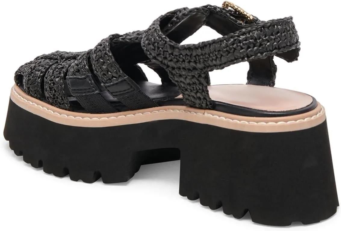 Platform Sandals for Women Handwoven Raffia Espadrille Sandals- Boho Summer Beach Wedge Heels with Adjustable Buckle Strap
