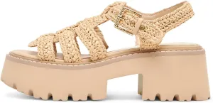 Platform Sandals for Women Handwoven Raffia Espadrille Sandals- Boho Summer Beach Wedge Heels with Adjustable Buckle Strap