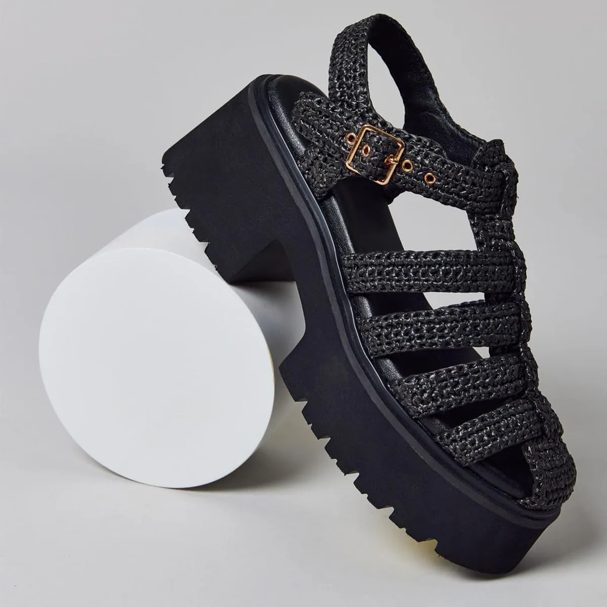 Platform Sandals for Women Handwoven Raffia Espadrille Sandals- Boho Summer Beach Wedge Heels with Adjustable Buckle Strap