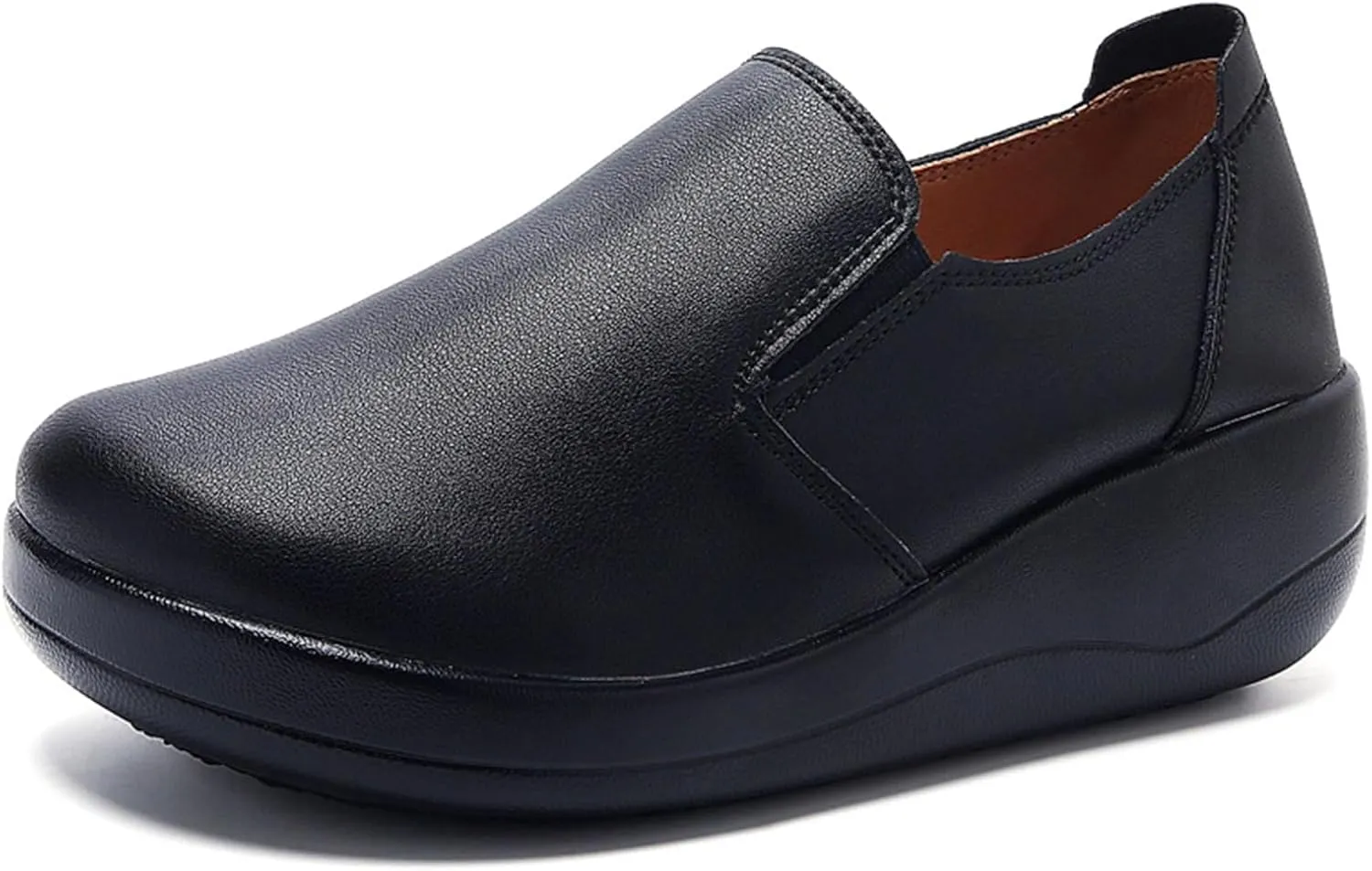 Platform Slip-On Rocker Sneakers for Women Arch Support Walking All Day Fashion Wide Round Toe Comfort Thick Wedge Loafers Casual Daily Work Walking Shoes