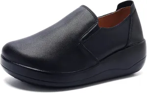 Platform Slip-On Rocker Sneakers for Women Arch Support Walking All Day Fashion Wide Round Toe Comfort Thick Wedge Loafers Casual Daily Work Walking Shoes