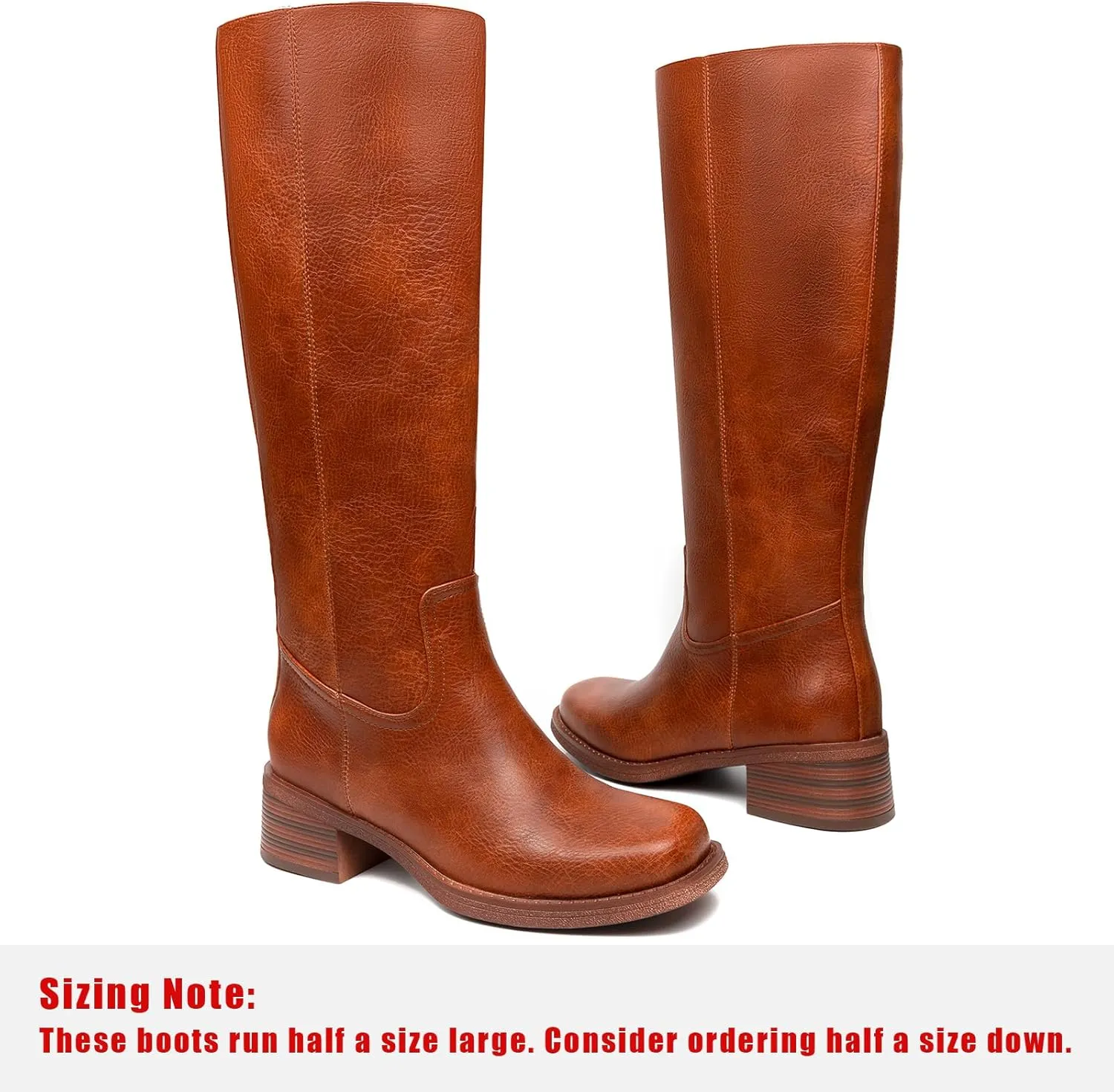 Platform Women's Knee High Square Toe Chunky Block Heel Long Wide Calf Riding Pull On Campus Boots