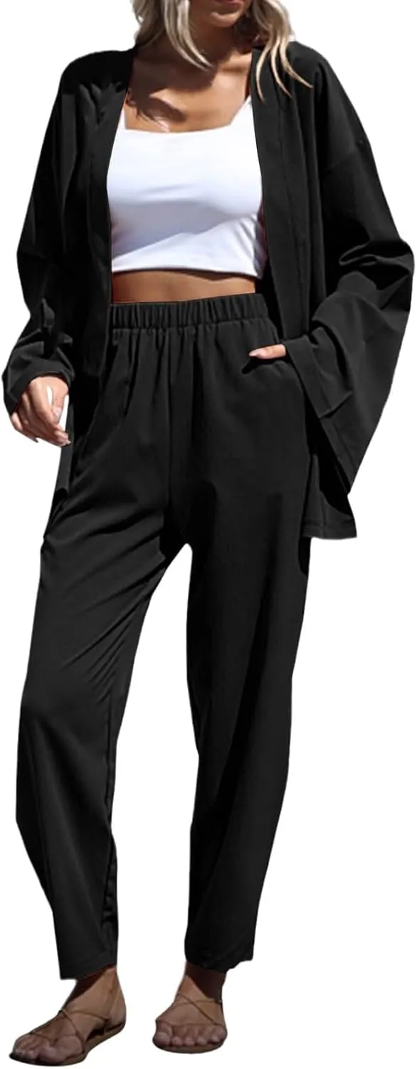 Plus Size Two Piece Sets for Women 2025 Summer Casual Loose Top Wide Leg Pants Matching Tracksuit Sweatsuit Sets