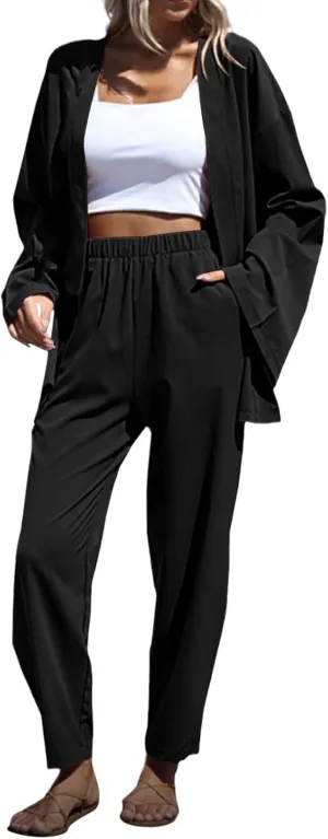 Plus Size Two Piece Sets for Women 2025 Summer Casual Loose Top Wide Leg Pants Matching Tracksuit Sweatsuit Sets