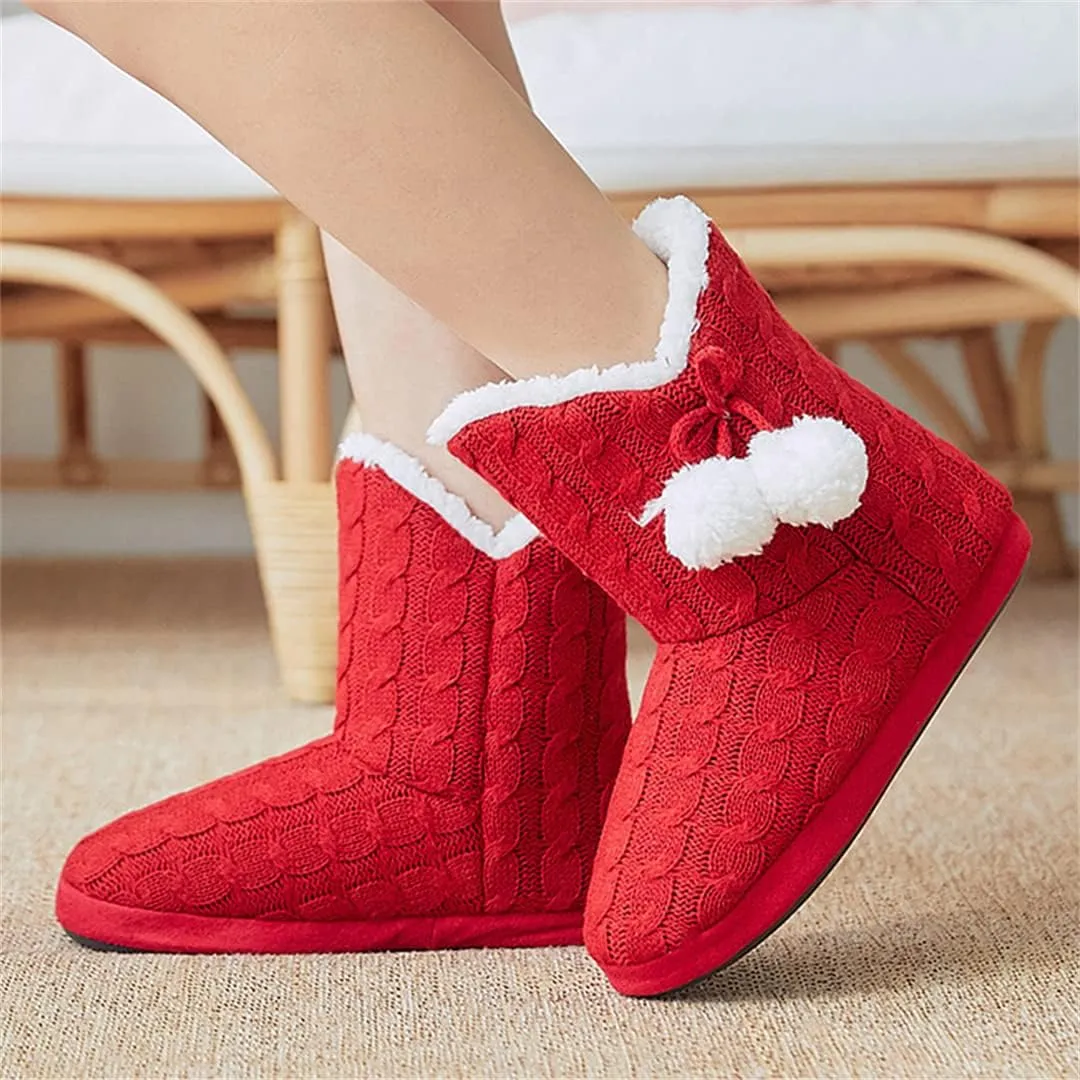 Plush Slippers Woman Winter Plush Women Winter Slippers Slippers Soft Bedroom Slippers (Red 7)