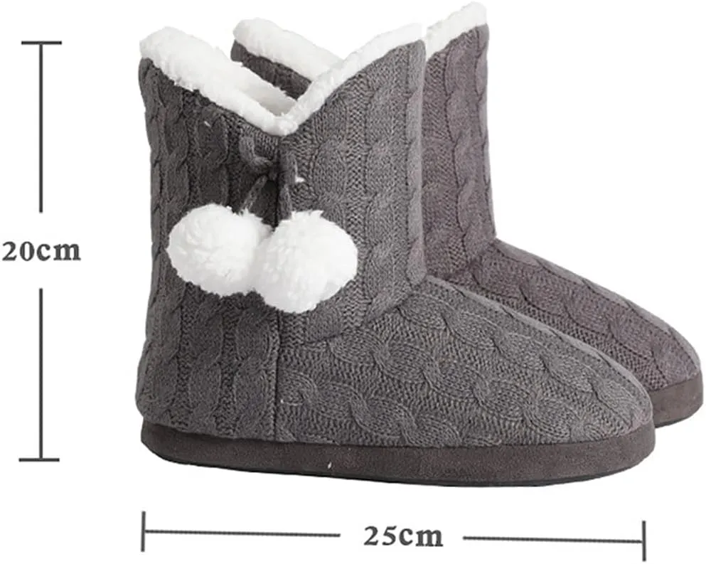 Plush Slippers Woman Winter Plush Women Winter Slippers Slippers Soft Bedroom Slippers (Red 7)