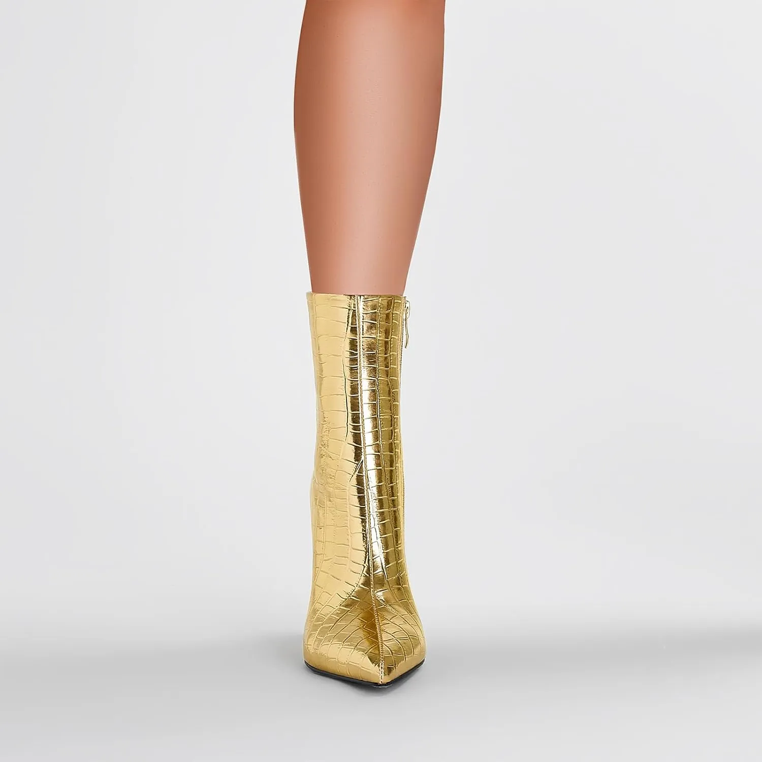 Pointed Tiger Tooth Heel Boots,Golden Ankle Boots,Comfortable and Personalized Boots,Suitable for Various Occasions