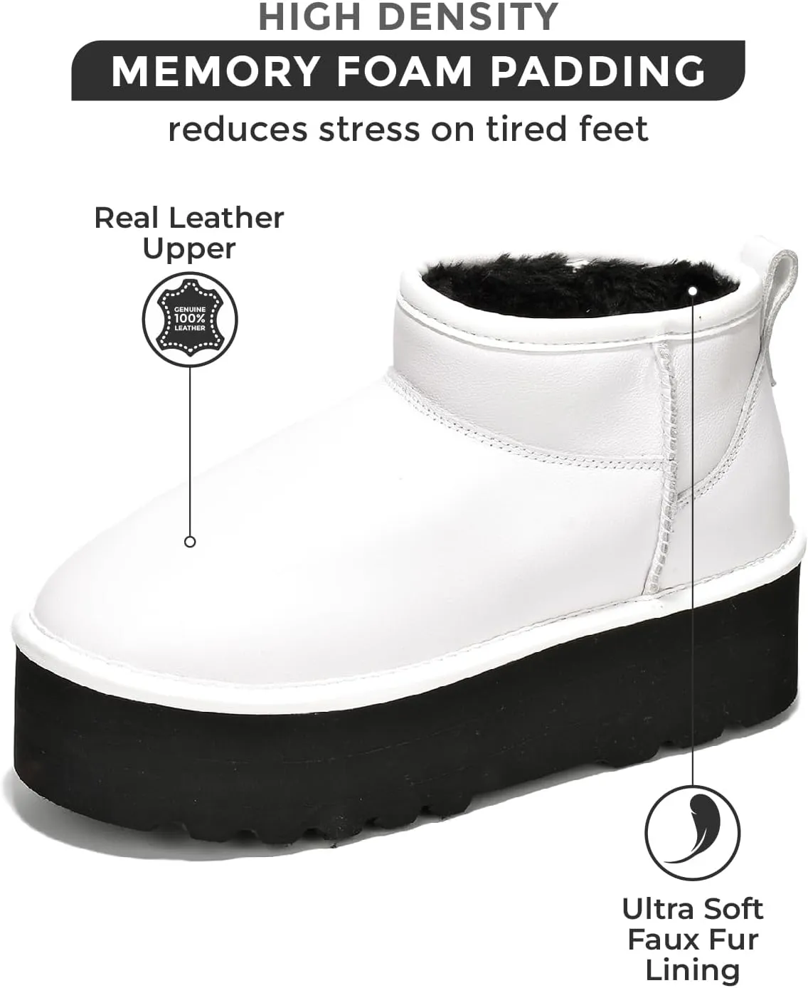 Project Cloud 100% Genuine Suede Leather Ankle Boots for Women - Fur Boots Memory Foam Insole Womens Boots - Anti-Slip Mini Platform Boots - Lightweight Winter Boots for Women - Snow Boots (Huggy)