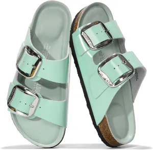 Project Cloud Genuine Leather Flat Sandals Comfortable Beach Essentials Womens Sandals Memory Foam Vacation Essentials Slides for Women Footwear (Santorini)
