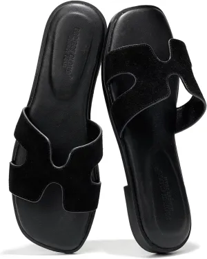 Project Cloud Genuine Leather Summer Sandals for Women 2025 - Fashion Flat Womens Sandals with Memory Foam Insole Slides Sandals Women Footwear - Mules Women's Sandals (Jannel)