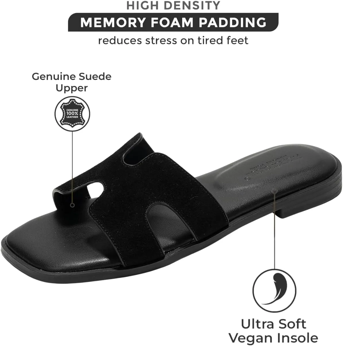 Project Cloud Genuine Leather Summer Sandals for Women 2025 - Fashion Flat Womens Sandals with Memory Foam Insole Slides Sandals Women Footwear - Mules Women's Sandals (Jannel)