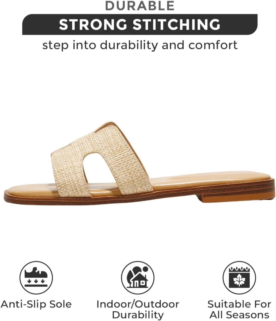 Project Cloud Genuine Leather Summer Sandals for Women 2025 - Fashion Flat Womens Sandals with Memory Foam Insole Slides Sandals Women Footwear - Mules Women's Sandals (Jannel)