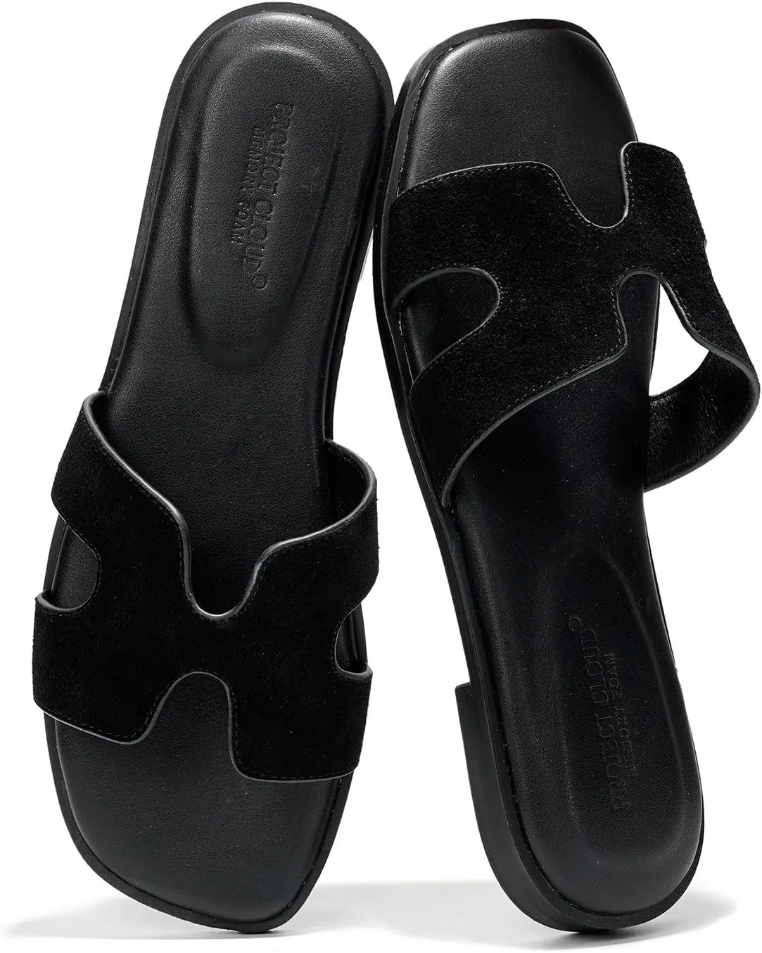 Project Cloud Genuine Leather Summer Sandals for Women 2025 - Fashion Flat Womens Sandals with Memory Foam Insole Slides Sandals Women Footwear - Mules Women's Sandals (Jannel)