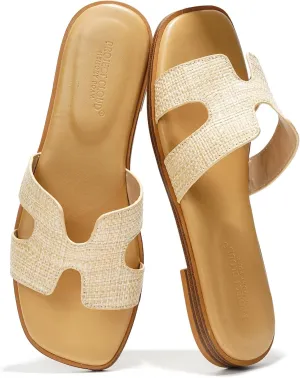 Project Cloud Genuine Leather Summer Sandals for Women 2025 - Fashion Flat Womens Sandals with Memory Foam Insole Slides Sandals Women Footwear - Mules Women's Sandals (Jannel)