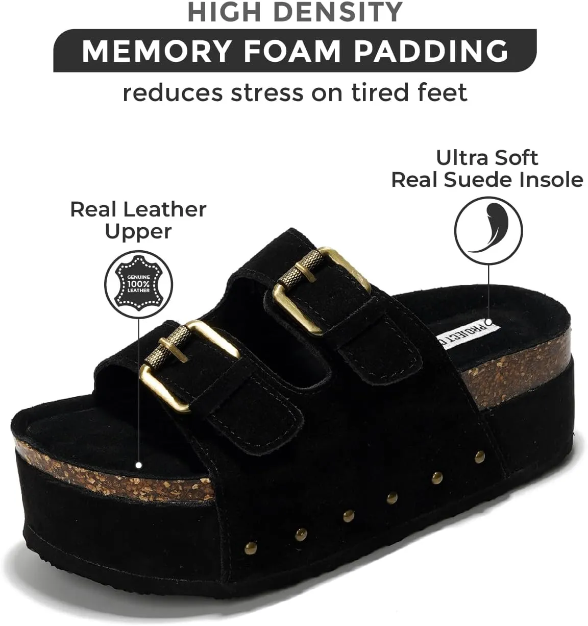 Project Cloud Platform Sandals Women Footwear - Genuine Leather and Durable EVA Sole for Non-Slip and Comfortable Platform - Fashion Summer Sandals for Women 2025 (Oliy)