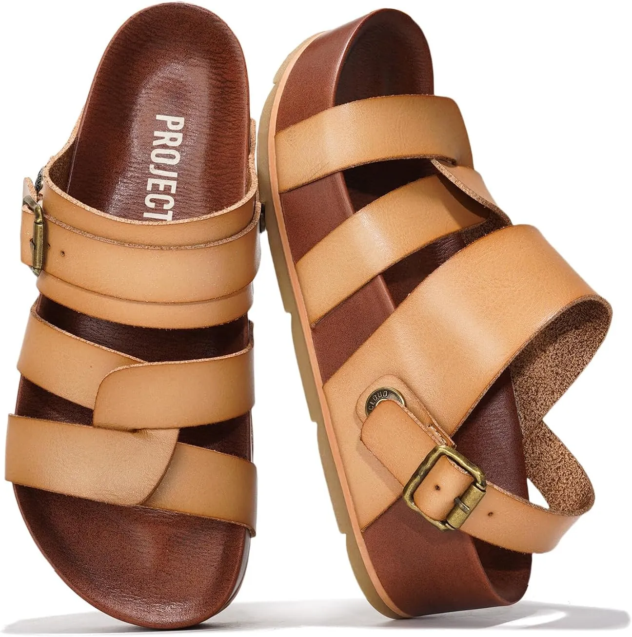 Project Cloud Platform Sandals Women Footwear - Memory Foam Insole and Lightweight Beach Wedges - Non Slip and Comfortable Strappy Wedge Sandals for Women 2025 (Proud)