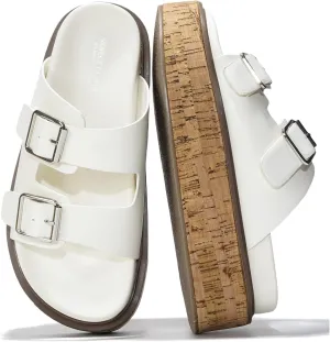 Project Cloud Platform Womens Sandals - Summer Womens Sandals with Memory Foam Insole Wedges - Stylish and Comfortable Women Footwear - Lightweight Women Wedges (Brisbane, White, 9)