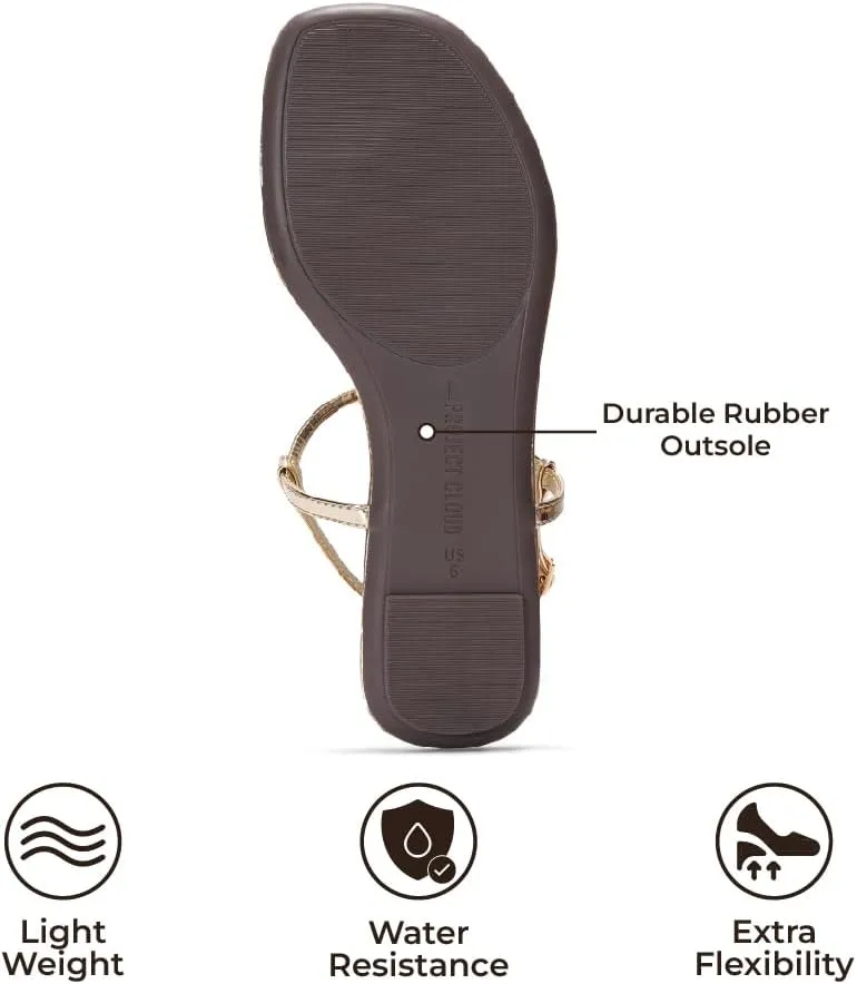 Project Cloud Thong Sandals for Women 2025 - Memory Foam and Lightweight Summer Essentials - Non Slip Flip Flops for Women Footwear with Back Strap Beach Flats Sandals (Celebration)