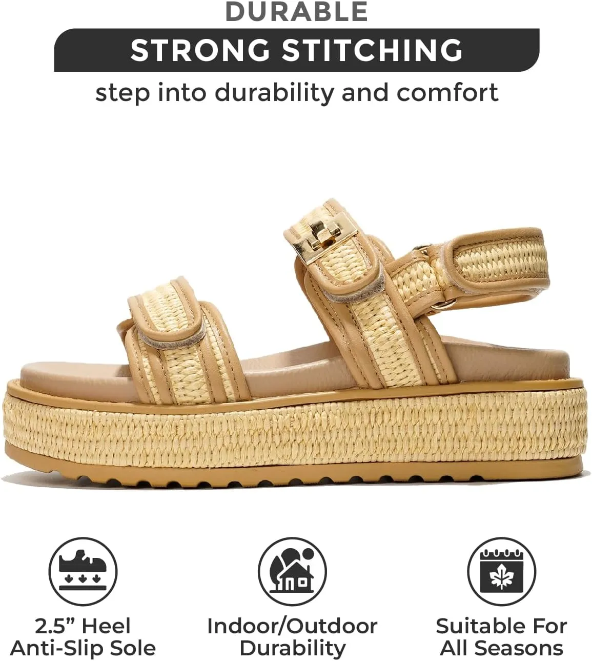 Project Cloud Wedge Sandals for Women - Memory Foam & Open Toe Platform - Non-Slip Beach Essentials Wedges Platform Sandals for Women 2025 (Ginevra)